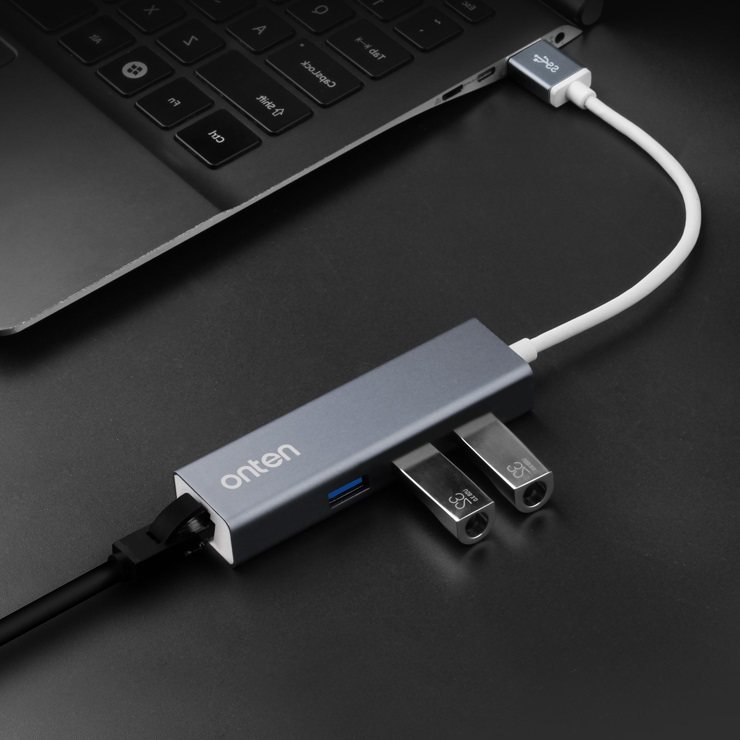 USB 3.0 to 3-port Hub with Fast Ethernet Adapter