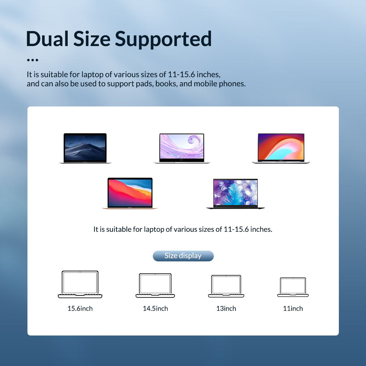 پشتیبانی از لپ تاپ ها با سایز مختلف