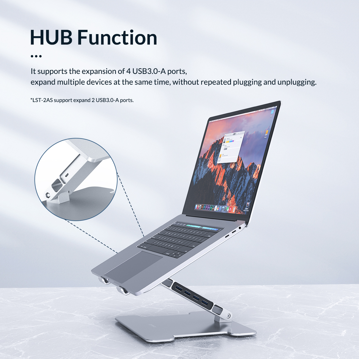 یک استند لپ تاپ که به عنوان هاب USB عمل می کند