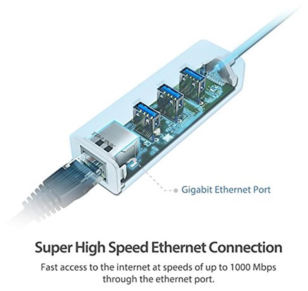 مبدل USB 3.0 به Ethernet مدل UE300 شرکت TP-LINK به شما این امکان را میدهد که کابل LAN را به ورودی  USB 3.0 کامپیوتر خود اتصال دهید. این مبدل برای سیستم های فاقد پورت LAN به صورت خارجی استفاده می شود. حتی در سیستم هایی که فقط یک درگاه LAN مجهز هستند می‌توانید تعداد درگاه LAN را افزایش دهید. به کمک این مبدل، می‌ توان از خروجی USB 3.0 یک درگاه شبکه به صورت خارجی دریافت کرد. این مبدل سرعت انتقال اطلاعات تا 1000 مگابیت بر ثانیه را دارد و بدون هیچ قطعی در ارتباط، انتقال اطلاعات را پشتیبانی می کند. علاوه براین، قابلیت سازگاری با سیستم عامل مک و لینوکس را در کنار پشتیبانی از سیستم‌عامل ویندوز دارد.